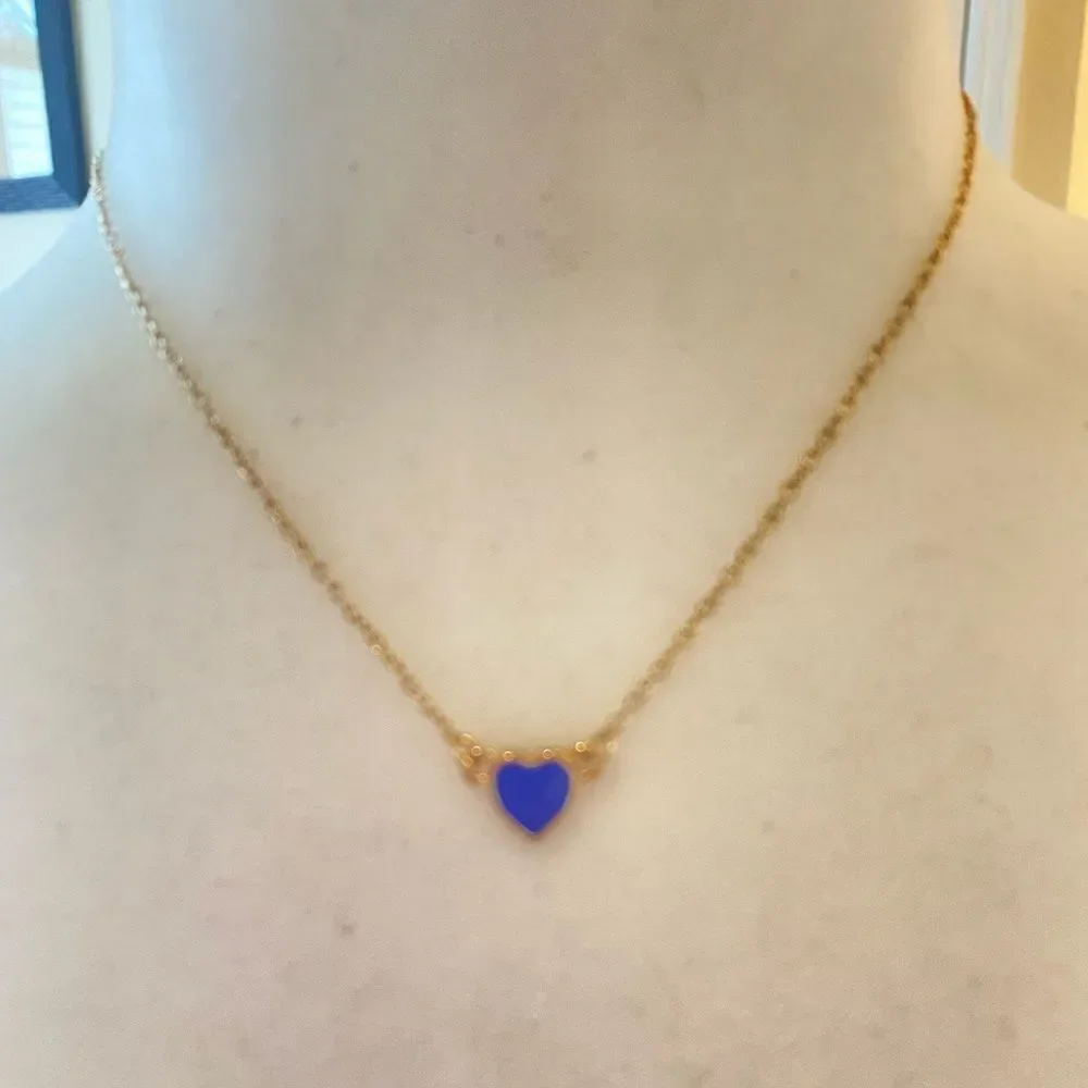 Kate Spade Blue Enamel Heart Necklace